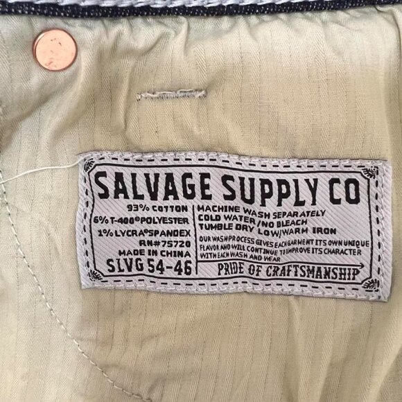 Salvage Supply Co Buckle Denim Shorts Anarchy Relaxed Fit Dark Wash W40 L12 XXL - Picture 4 of 6